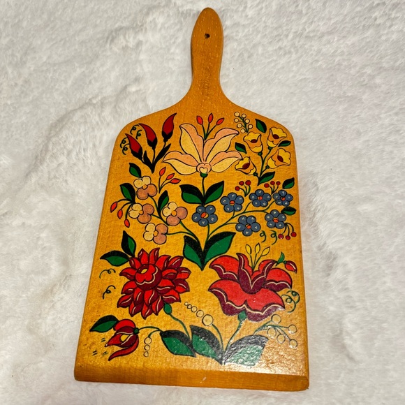 Vintage Other - Vintage Handpainted Folk Art Wooden Cutting Board/ Wall Art Floral Flowers MCM